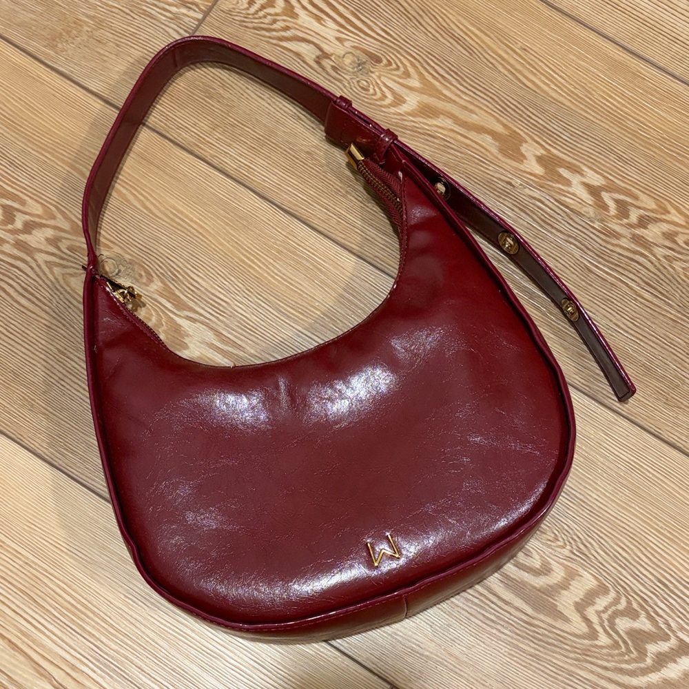 Wandler Burgundy Leather Crescent Shoulder Bag